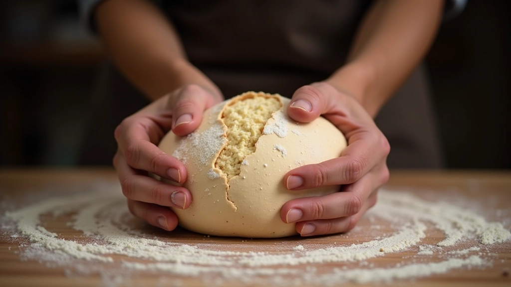 Hands demonstrating proper sourdough loaf shaping technique